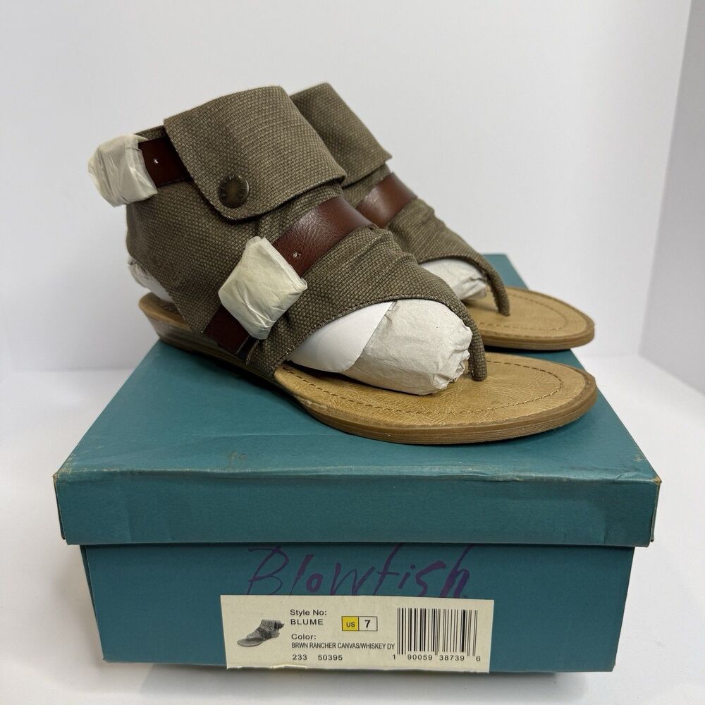 Blowfish Womens Balla Gladiator Sandal (Brown Rancher Canvas, Sz 7)